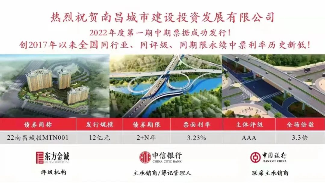 2022首戰(zhàn)告捷！南昌城投集團成功發(fā)行12億元中期票據(jù)